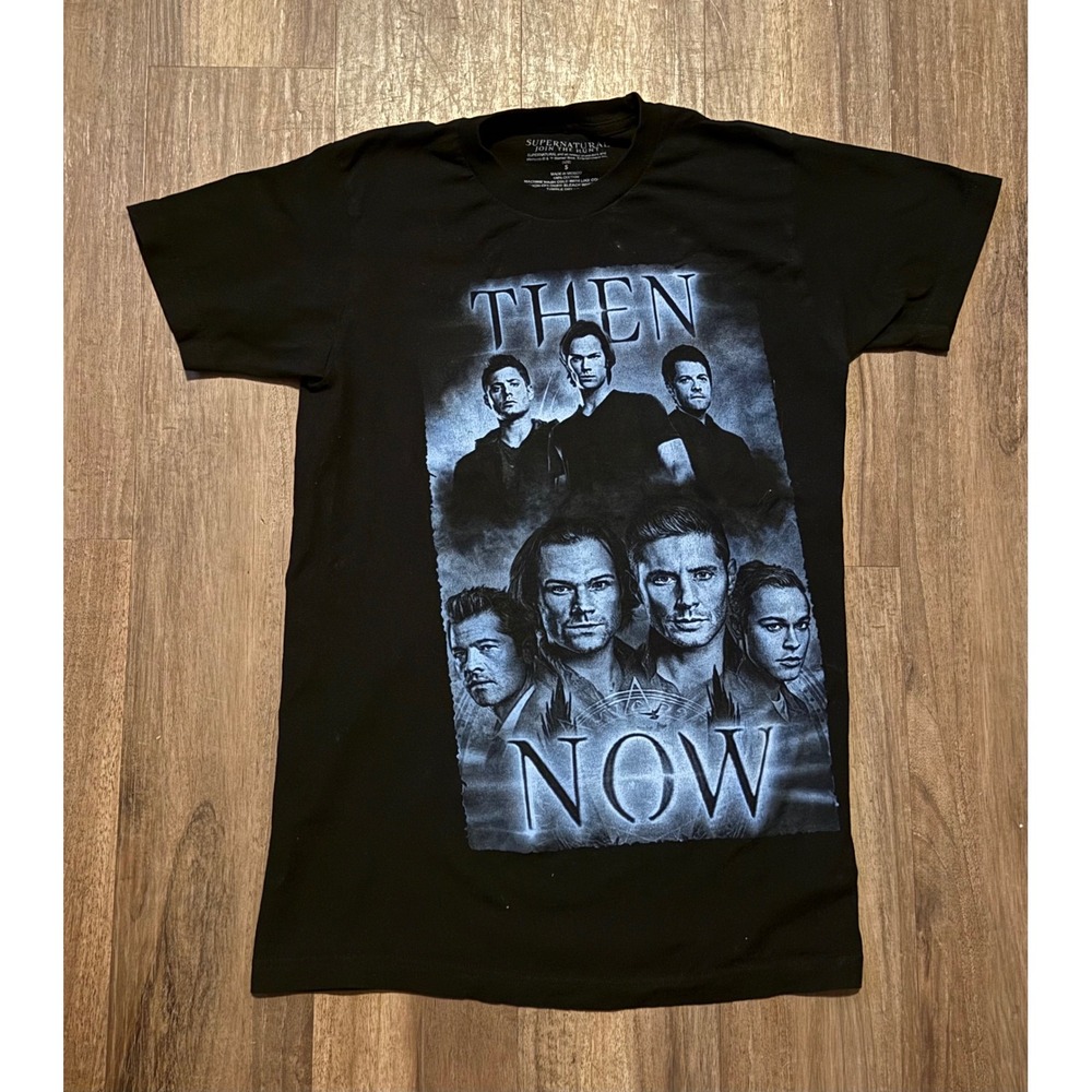 Supernatural Then Now Graphic T-Shirt Black Men's Small Warner Bros TV Show